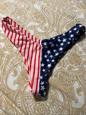 Zaful Red and Blue American Flag Print Bikini Bottom